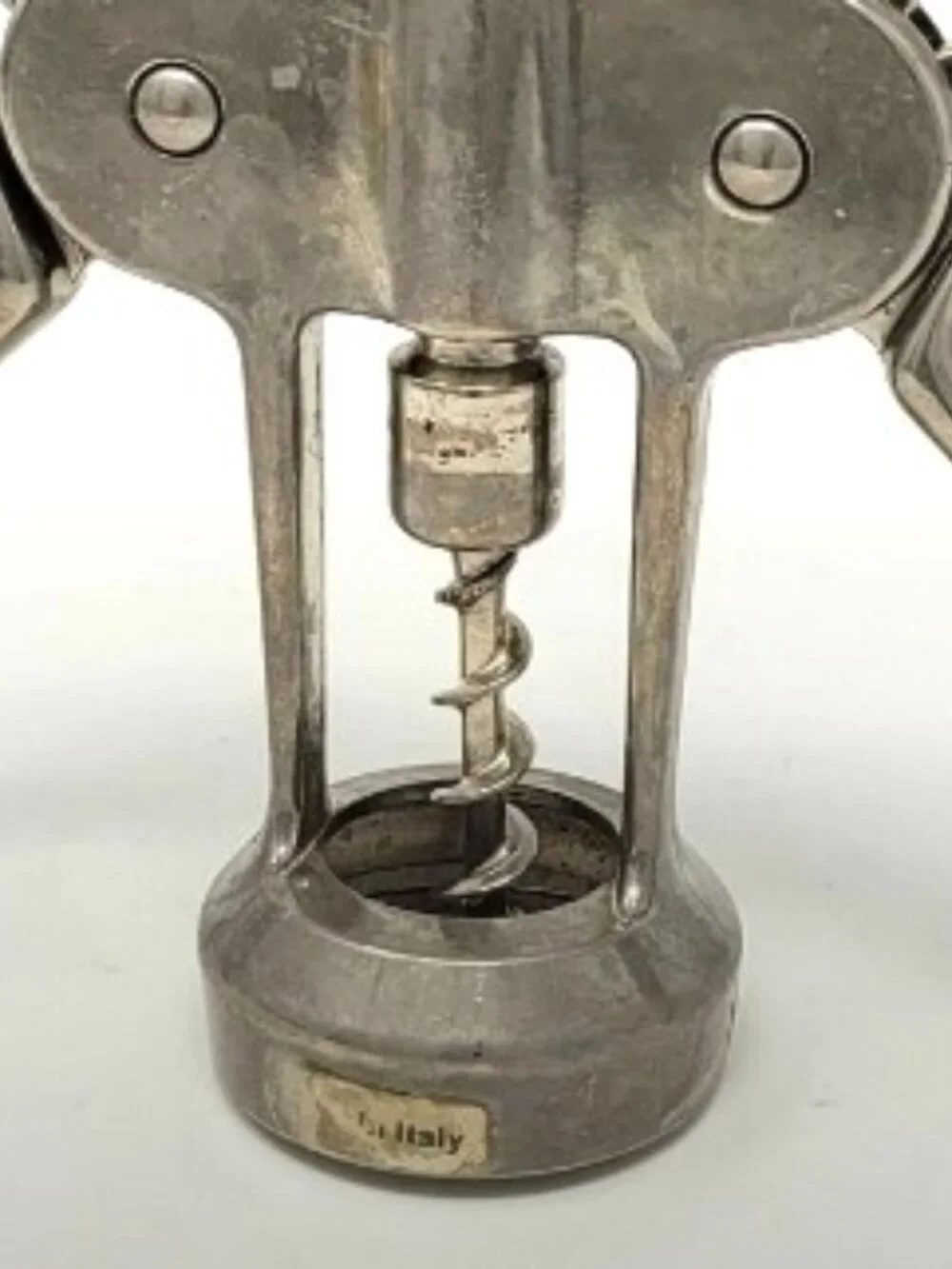 Vintage Mid-Century Italian Winged Corkscrew Bottle Opener Barware Silver-Toned